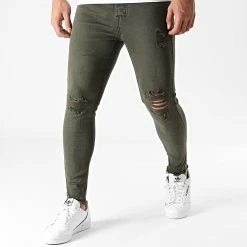 Sortie 🎁 Jean Skinny Avec Déchirures KA9AH20 Khaki de LBO 😉