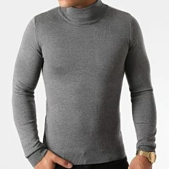 De gros 🔥 Pull Col Roulé JUM-82 Gris Chiné de LBO 👍