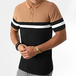 Meilleur prix ❤️ Polo Manches Courtes Piqué Tricolore 1398 Camel Blanc Noir de LBO 😀 -France LBO Soldes Boutique lbo 230681 FAB SHALBO 1398 20201020T094748 03