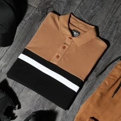 Meilleur prix ❤️ Polo Manches Courtes Piqué Tricolore 1398 Camel Blanc Noir de LBO 😀 -France LBO Soldes Boutique lbo 230681 FAB SHALBO 1398 20201027T153027 06