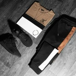 De gros 👍 Pantalon Jogging A Bandes Poly 1333 Noir Blanc Camel de LBO 🥰 -France LBO Soldes Boutique lbo 232303 FAB SHALBO 1333 20201103T114005 05