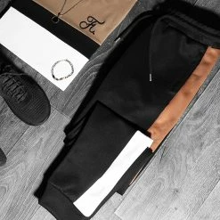 De gros 👍 Pantalon Jogging A Bandes Poly 1333 Noir Blanc Camel de LBO 🥰 -France LBO Soldes Boutique lbo 232303 FAB SHALBO 1333 20201103T114013 06