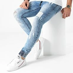 Coupon 🎉 Jogger Pant Skinny 👖 Jeans Avec Dechirures LB054J Denim Bleu Medium de LBO ⌛ -France LBO Soldes Boutique lbo 234438 FAB LBO LB054J MEDIUMBLUEDENIM 20201113T143200 03