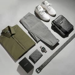 Tout neuf 😀 Chemise Manches Longues Slim Fit 1421 Vert Kaki de LBO ✔️ -France LBO Soldes Boutique lbo 235055 FAB SHALBO 1421 20210506T152323 05