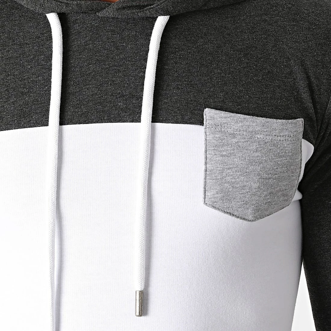 Bon marché ❤️ Sweat Capuche A Poche 1384 Gris Anthracite Blanc de LBO 🤩 4 Bon marché ❤️ Sweat Capuche A Poche 1384 Gris Anthracite Blanc de LBO 🤩 – Image 2