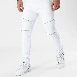 Grosses soldes 😀 Jean Skinny Avec Zips B818 Blanc de LBO ⌛