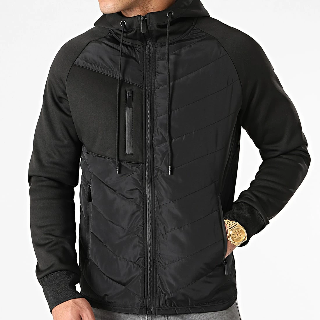 Coupon ⭐ Veste Zippée Capuche Bimatière 0003 Noir de LBO 💯 5 Coupon ⭐ Veste Zippée Capuche Bimatière 0003 Noir de LBO 💯 – Image 3