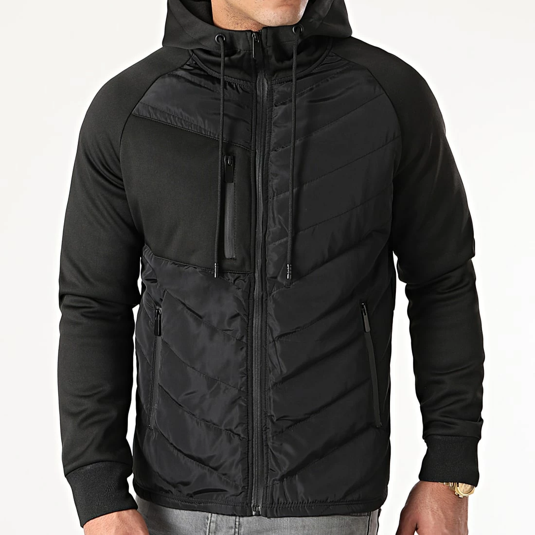 Coupon ⭐ Veste Zippée Capuche Bimatière 0003 Noir de LBO 💯 3 Coupon ⭐ Veste Zippée Capuche Bimatière 0003 Noir de LBO 💯