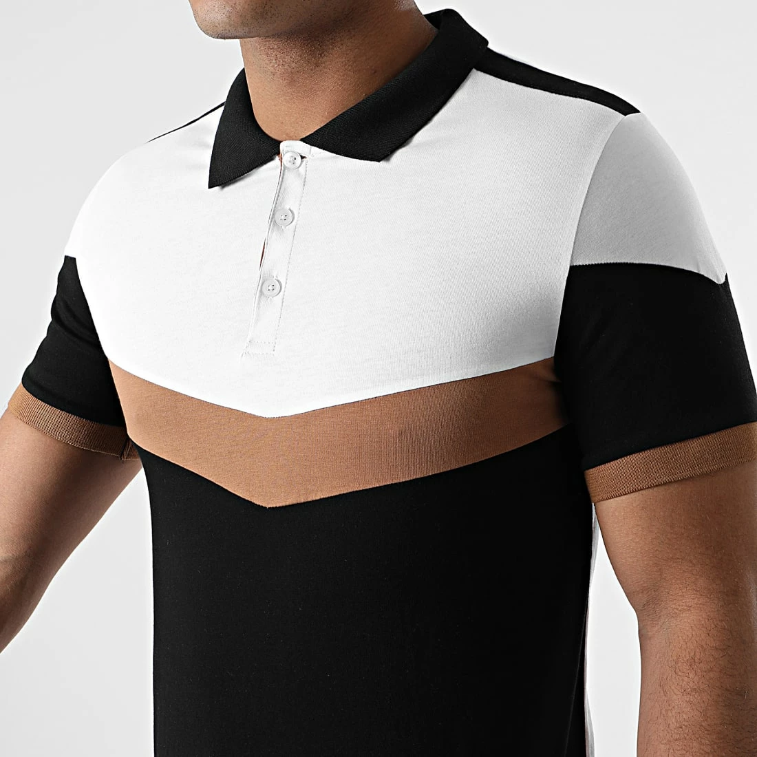 Meilleure affaire 👏 Polo Manches Courtes Tricolore 1389 Noir Blanc Camel de LBO 🤩 4 Meilleure affaire 👏 Polo Manches Courtes Tricolore 1389 Noir Blanc Camel de LBO 🤩 – Image 2