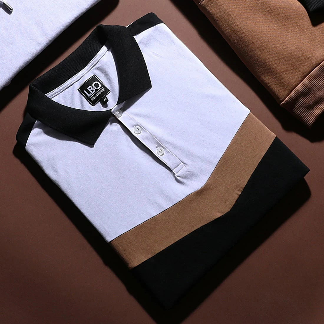 Meilleure affaire 👏 Polo Manches Courtes Tricolore 1389 Noir Blanc Camel de LBO 🤩 6 Meilleure affaire 👏 Polo Manches Courtes Tricolore 1389 Noir Blanc Camel de LBO 🤩 – Image 4