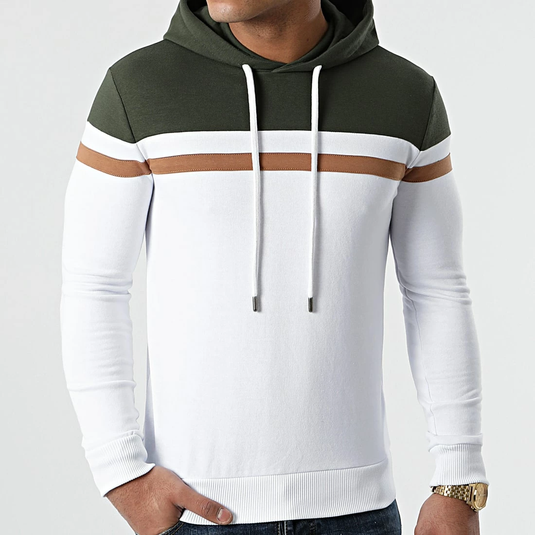 Offres 😀 Sweat Capuche Slim Fit Tricolore 1436 Vert Kaki Blanc de LBO 🥰 3 Offres 😀 Sweat Capuche Slim Fit Tricolore 1436 Vert Kaki Blanc de LBO 🥰