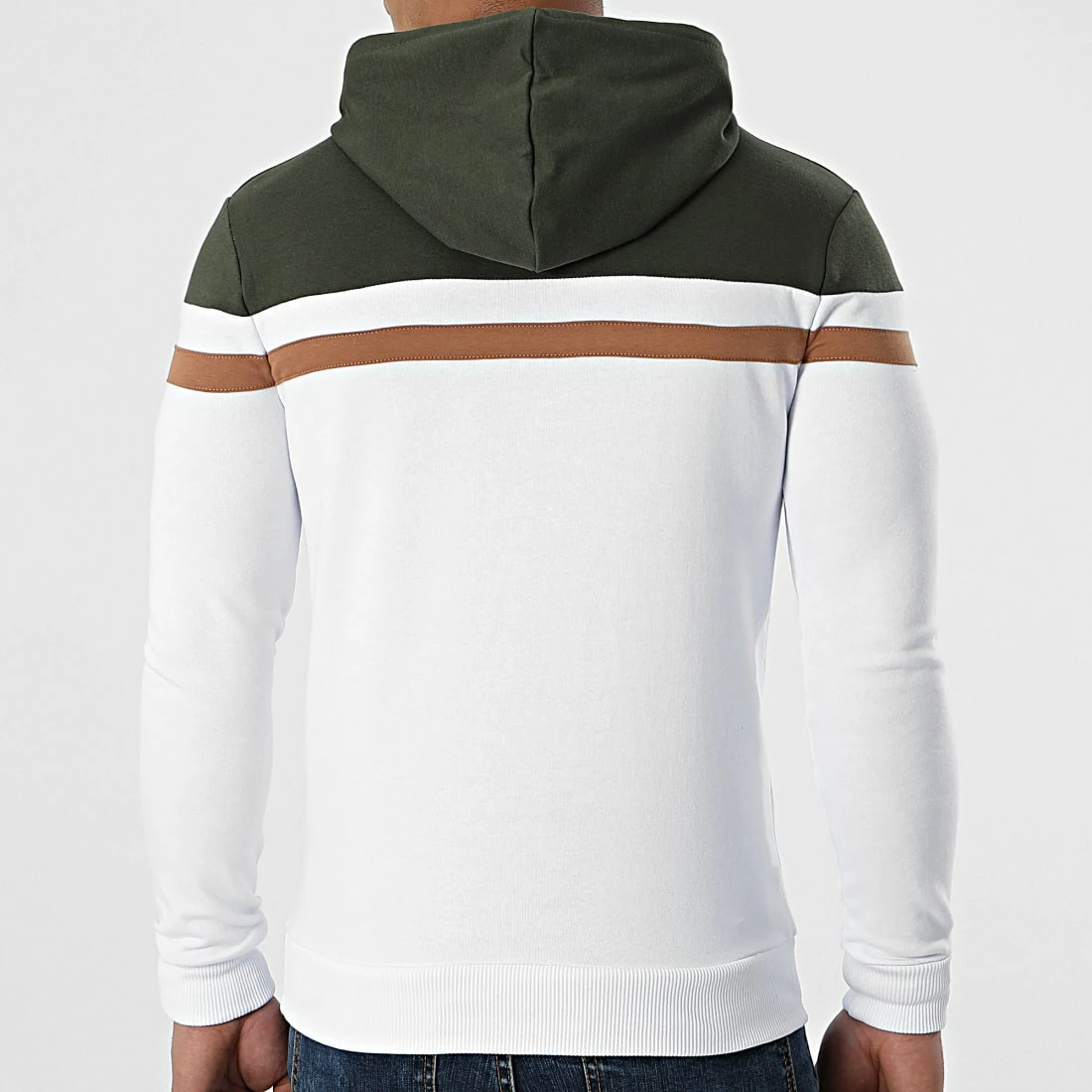 Offres 😀 Sweat Capuche Slim Fit Tricolore 1436 Vert Kaki Blanc de LBO 🥰 6 Offres 😀 Sweat Capuche Slim Fit Tricolore 1436 Vert Kaki Blanc de LBO 🥰 – Image 4