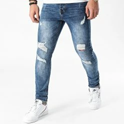Top 10 👏 Jean Skinny Avec Déchirures LBOJG5 Bleu Denim 🎁