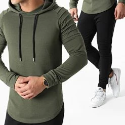 Bon marché ✨ Ensemble Survetement Oversize 1328 Noir Vert Kaki de LBO ⭐