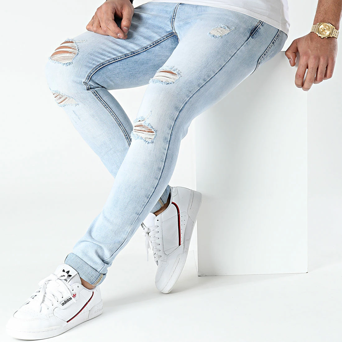 Grosses soldes 🌟 Jean Skinny Avec Déchirures B72175AH2 Denim Wash de LBO 🔔 5 Grosses soldes 🌟 Jean Skinny Avec Déchirures B72175AH2 Denim Wash de LBO 🔔 – Image 3