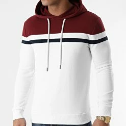 Sortie 🎉 Sweat Capuche Tricolore 1430 Blanc Bordeaux Bleu Marine de LBO 😍 -France LBO Soldes Boutique lbo 242297 FAB SHALBO 1430 20201127T140511 03