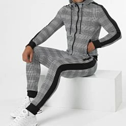 Le moins cher 🌟 Ensemble Jogging A Carreaux Avec Bandes 0020 Gris de LBO ⌛