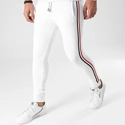 Promo ✨ Pantalon Jogging Avec Bandes Bleu Blanc Rouge 1449 Blanc de LBO 🛒