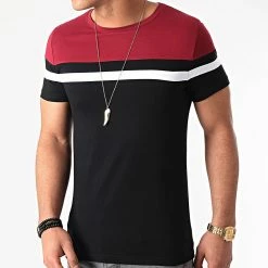 Grosses soldes ⌛ Tee 👕 Shirt Tricolore 1433 Bordeaux Blanc Noir de LBO 🎁