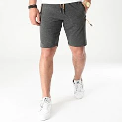 Remise 🔔 Short Jogging Zip Tech 1485 Gris Anthracite de LBO 🥰 -France LBO Soldes Boutique lbo 247242 FAB SHALBO 1485 20210225T154102 03