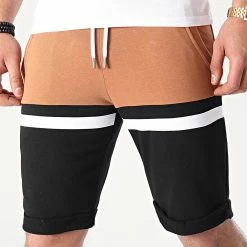 Grosses soldes 🎁 Short Jogging Tricolore 1506 Camel Blanc Noir de LBO 👍