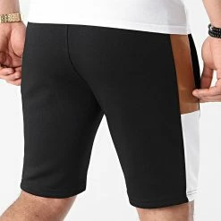 Budget ✔️ Short Jogging A Bandes Poly 1492 Noir Blanc Camel de LBO 🥰 -France LBO Soldes Boutique lbo 248887 FAB SHALBO 1492 20210311T143430 04