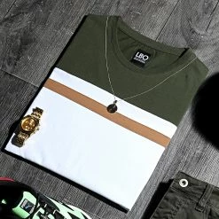 Grosses soldes 🥰 Tee 👕 Shirt Tricolore 1542 Kaki Camel Blanc de LBO 🔔 -France LBO Soldes Boutique lbo 248900 FAB SHALBO 1542 20210308T072913 04