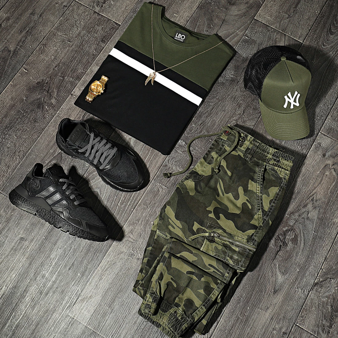 Budget ❤️ Tee 👕 Shirt Tricolore 1543 Kaki Blanc Noir de LBO 🎁 5 Budget ❤️ Tee 👕 Shirt Tricolore 1543 Kaki Blanc Noir de LBO 🎁 – Image 3