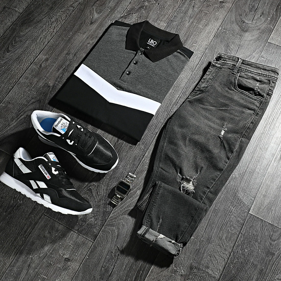 Offres 🔔 Polo Manches Courtes Tricolore 1554 Noir Gris Anthracite de LBO 🔔 5 Offres 🔔 Polo Manches Courtes Tricolore 1554 Noir Gris Anthracite de LBO 🔔 – Image 3