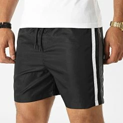 Offres 💯 Short Jogging Diamanté Bandes 0053 Noir de LBO 😍