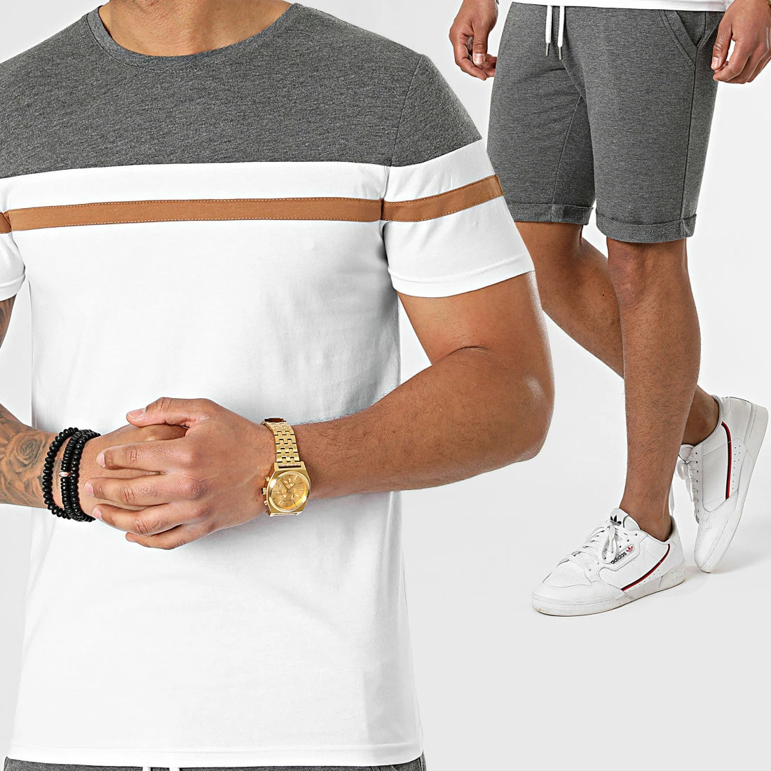 Budget ✨ Ensemble Tee 👕 Shirt Et Short 1560 Gris Anthracite Camel Blanc de LBO 🛒 3 Budget ✨ Ensemble Tee 👕 Shirt Et Short 1560 Gris Anthracite Camel Blanc de LBO 🛒