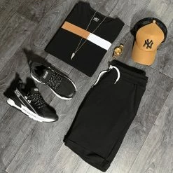 Promo 🛒 Tee 👕 Shirt Bande Bicolore 1609 Noir de LBO ❤️ -France LBO Soldes Boutique lbo 251445 FAB SHALBO 1609 20210414T101037 03