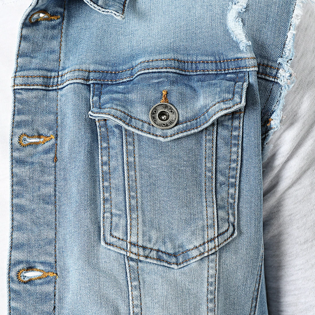 Nouveau 🥰 Veste Jean A Capuche 1519 Bleu Denim Gris Clair de LBO 🔥 4 Nouveau 🥰 Veste Jean A Capuche 1519 Bleu Denim Gris Clair de LBO 🔥 – Image 2