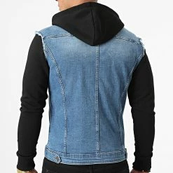 Vente flash 🎉 Veste Jean A Capuche 1520 Bleu Denim Noir de LBO 😀 -France LBO Soldes Boutique lbo 256846 FAB SHALBO 1520 20210917T122305 04