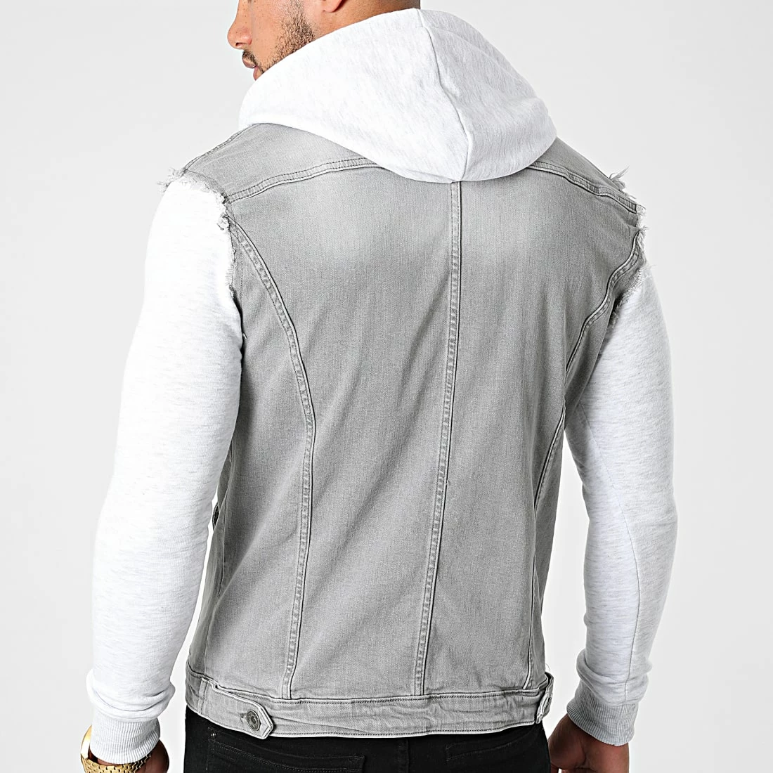 Bon marché 💯 Veste Jean A Capuche 1528 Gris Denim Gris Clair de LBO 🌟 6 Bon marché 💯 Veste Jean A Capuche 1528 Gris Denim Gris Clair de LBO 🌟 – Image 4