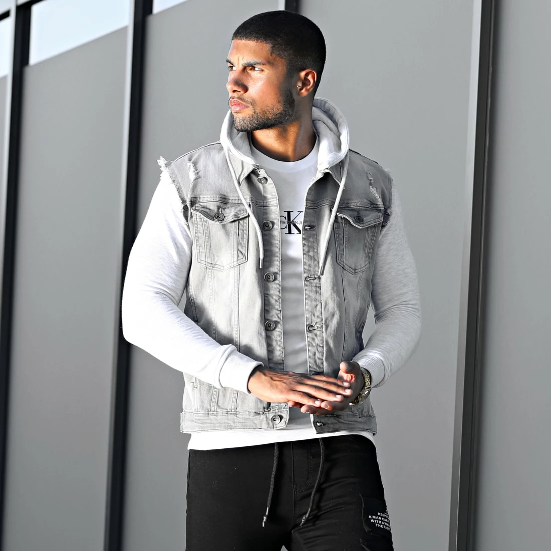 Bon marché 💯 Veste Jean A Capuche 1528 Gris Denim Gris Clair de LBO 🌟 7 Bon marché 💯 Veste Jean A Capuche 1528 Gris Denim Gris Clair de LBO 🌟 – Image 5