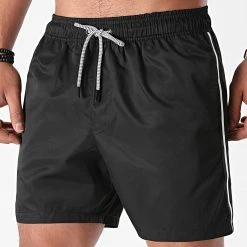 Meilleure vente ⭐ Short De Bain A Bandes 0007 Noir de LBO 🧨