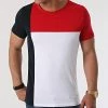 De gros 🎁 Tee 👕 Shirt Bande Tricolore 1621 Blanc Bleu Marine Rouge de LBO 😍 -France LBO Soldes Boutique lbo 260041 FAB SHALBO 1621 20210430T115647 01