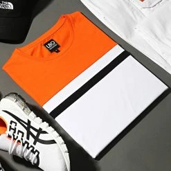 Sortie ✔️ Tee 👚 Shirt Tricolore 1632 Blanc Orange de LBO 😍 -France LBO Soldes Boutique lbo 261257 FAB SHALBO 1632 20210428T085621 04