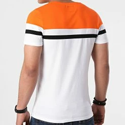 Sortie ✔️ Tee 👚 Shirt Tricolore 1632 Blanc Orange de LBO 😍 -France LBO Soldes Boutique lbo 261257 FAB SHALBO 1632 20210518T135830 03
