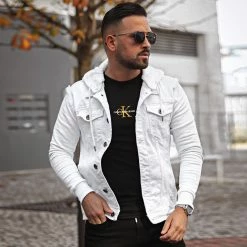 Meilleure vente 🌟 Veste Jean A Capuche 1616 Blanc Denim Blanc de LBO 🧨 -France LBO Soldes Boutique lbo 261267 FAB SHALBO 1616 20220204T073528 05