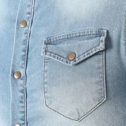 Remise 🤩 Chemise Jean Manches Longues Super Skinny Fit 865 Bleu Clair Denim de LBO 💯 -France LBO Soldes Boutique lbo 261294 FAB SHALBO 865 20210910T141428 02