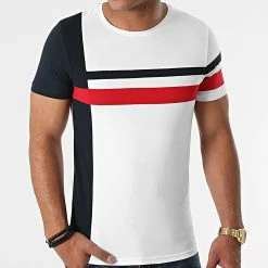 Le moins cher 🧨 Tee 👚 Shirt Tricolore 1641 Bleu Marine Blanc de LBO 🎉