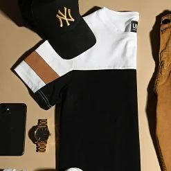 Coupon 🎉 Tee 👚 Shirt Tricolore 1644 Blanc Camel Noir de LBO 😍 -France LBO Soldes Boutique lbo 263520 FAB SHALBO 1644 20210428T085649 04