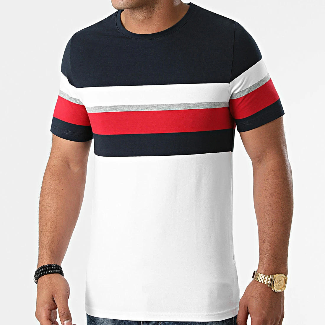 Tout neuf 🔥 Tee 👚 Shirt Bicolore Avec Bande Tricolore 1675 Blanc Bleu Marine de LBO 😉 3 Tout neuf 🔥 Tee 👚 Shirt Bicolore Avec Bande Tricolore 1675 Blanc Bleu Marine de LBO 😉