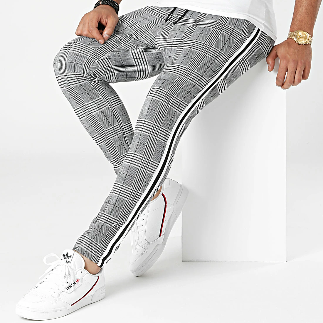 Acheter 👍 Pantalon Carreaux Avec Bandes 0026 Gris Noir Blanc de LBO ✨ 6 Acheter 👍 Pantalon Carreaux Avec Bandes 0026 Gris Noir Blanc de LBO ✨ – Image 4