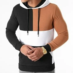 Le moins cher ✔️ Sweat Capuche Colorblock 1715 Noir Blanc Camel de LBO 😍 -France LBO Soldes Boutique lbo 265060 FAB SHALBO 1715 20210618T073934 03