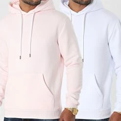 Budget 🥰 Lot de 2 Sweats Capuche 1769 Rose Pale Blanc de LBO 😍