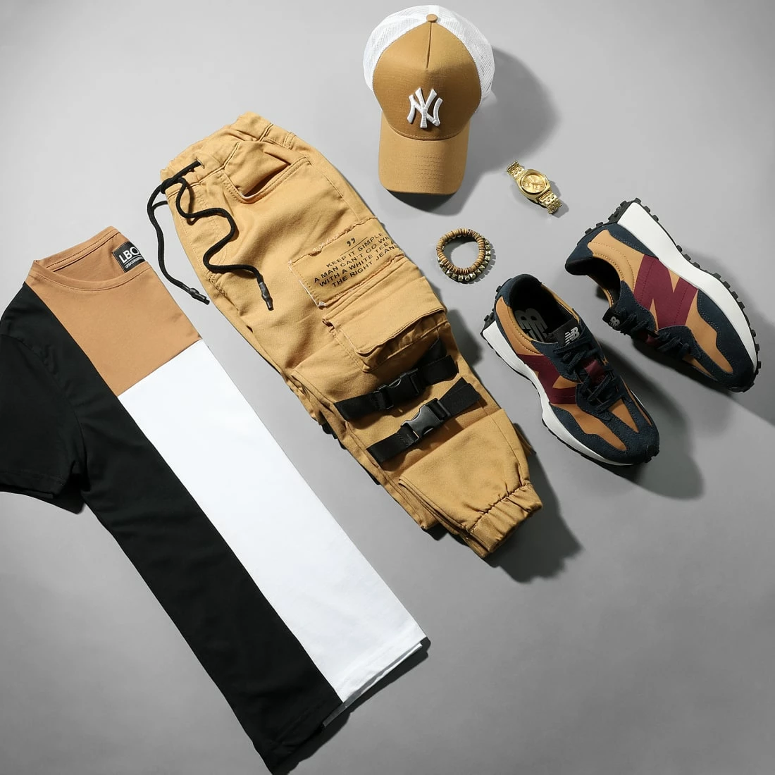 Meilleure vente 🔔 Tee 👕 Shirt Bande Tricolore 1773 Blanc Noir Camel de LBO ⭐ 5 Meilleure vente 🔔 Tee 👕 Shirt Bande Tricolore 1773 Blanc Noir Camel de LBO ⭐ – Image 3