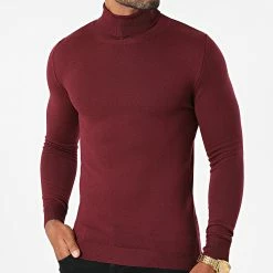 Remise 🥰 Pull Col Roulé Slim Fit JUM-87 Bordeaux de LBO ⌛